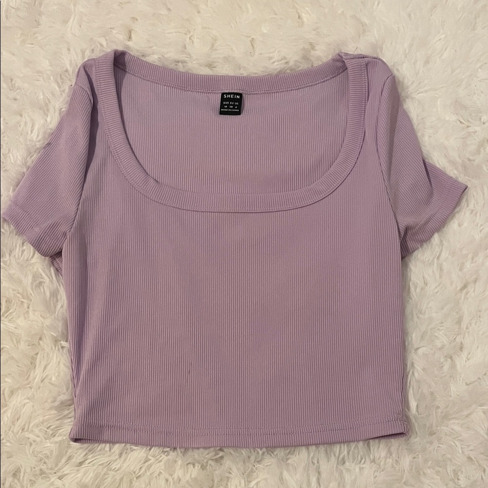 SHEIN Lilac Ribbed Crop Top